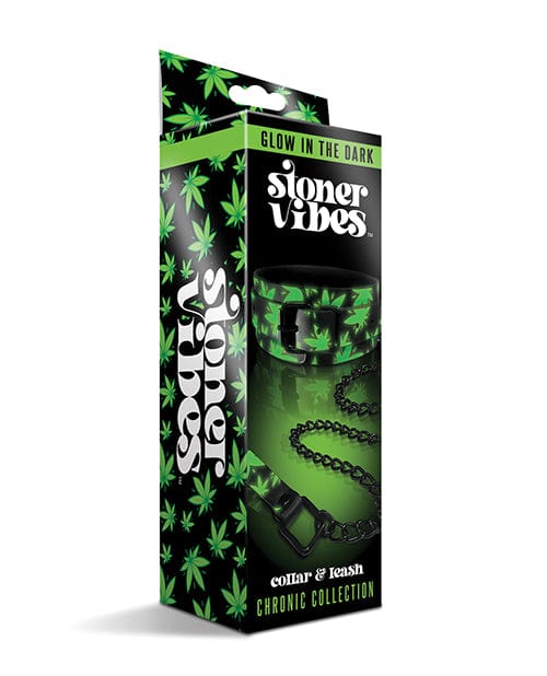 Stoner Vibes Glow in the Dark Collar & Leash Bondage Blindfolds & Restraints