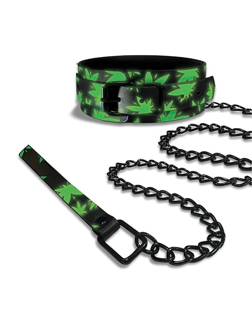 Stoner Vibes Glow in the Dark Collar & Leash Bondage Blindfolds & Restraints