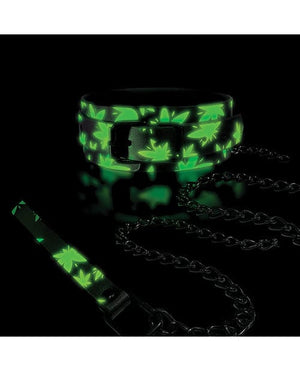 Stoner Vibes Glow in the Dark Collar & Leash Bondage Blindfolds & Restraints