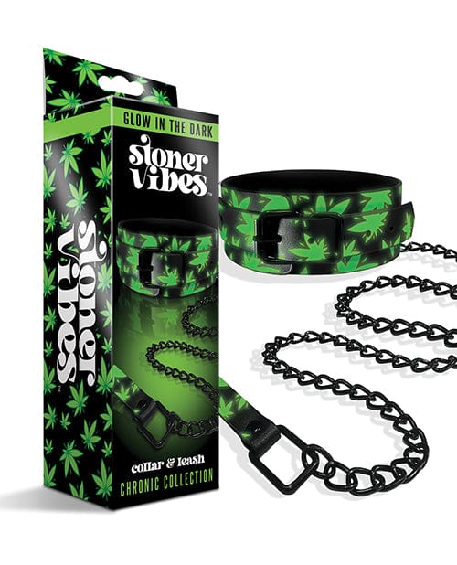 Stoner Vibes Glow in the Dark Collar & Leash Bondage Blindfolds & Restraints