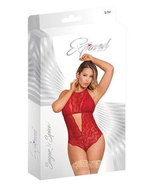 Sugar & Spice Teddy W/snap Crotch Red Lingerie