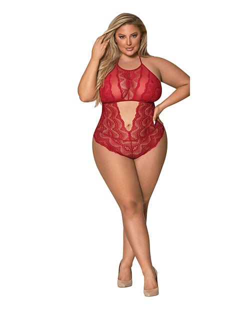 Sugar & Spice Teddy w/Snap Crotch Red QN Lingerie - Plus/queen - Packaged