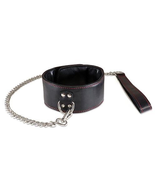 Sultra Lambskin 2 1/2" Collar w/24" Chain - Black Bondage Blindfolds & Restraints
