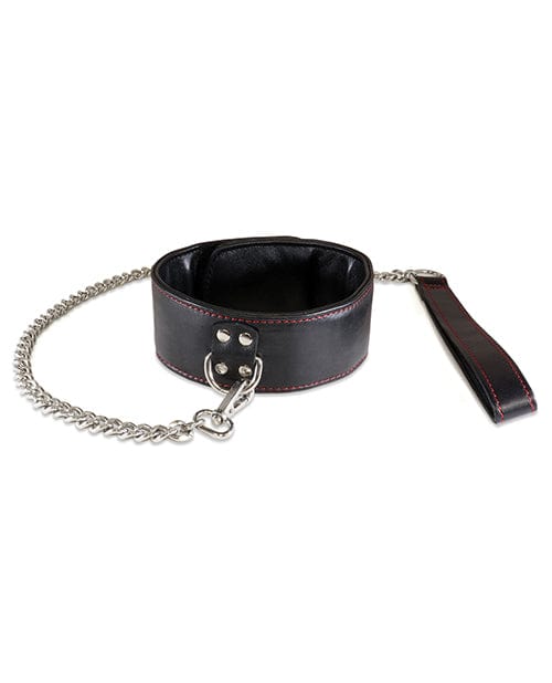 Sultra Lambskin 2" Collar w/24" Chain - Black Bondage Blindfolds & Restraints