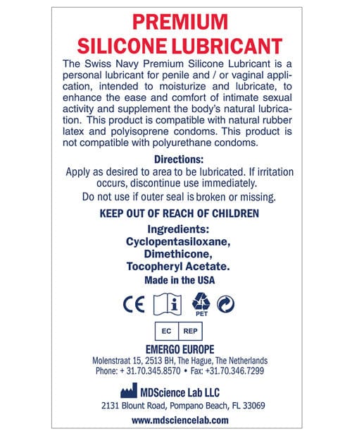 Swiss Navy Lube Silicone Lubricants