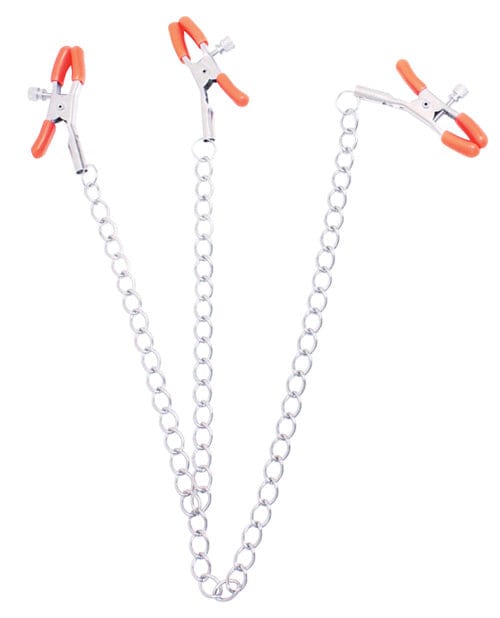 The 9's Orange is the New Black Triple Your Pleasure Clamps & Chain Bondage Blindfolds & Restraints