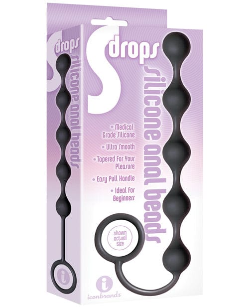 The 9's S Drops Silicone Anal Beads - Black Anal Products