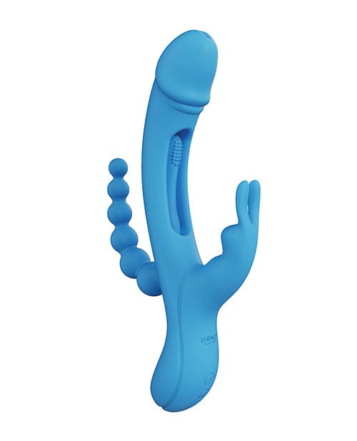 Trilux Kinky Finger Rabbit Vibrator With Anal Beads Blue Vibrators