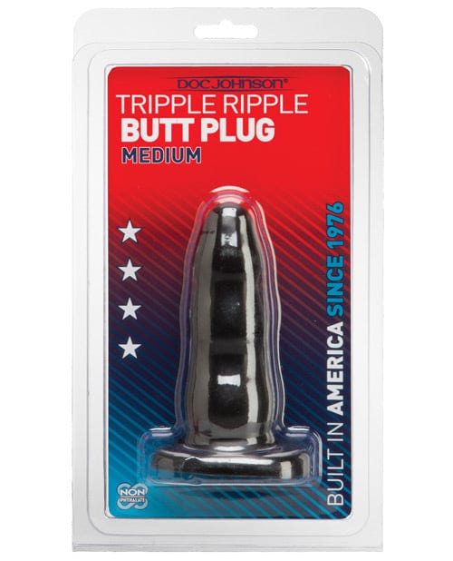 Triple Ripple Butt Plug Black / Medium Anal Products