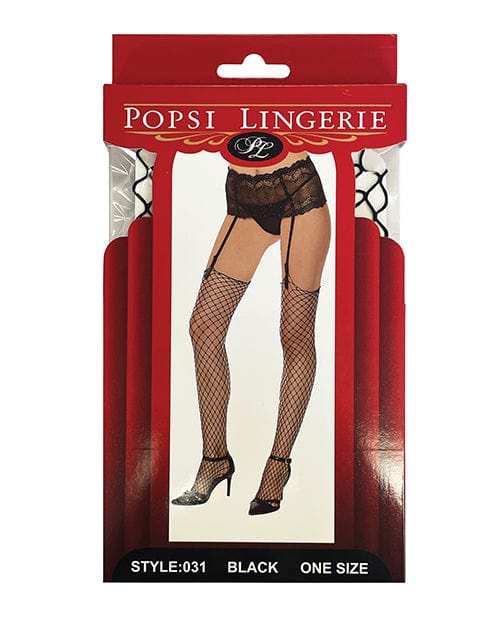 Unfinished Diamond Net Thigh High Black O/S Lingerie