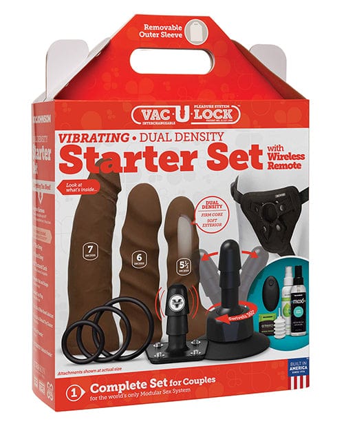 Vac-u-lock Dual Density Starter Set W/wireless Remote Chocolate Dongs & Dildos