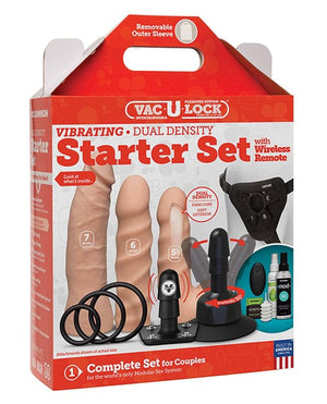 Vac-u-lock Dual Density Starter Set W/wireless Remote Vanilla Dongs & Dildos