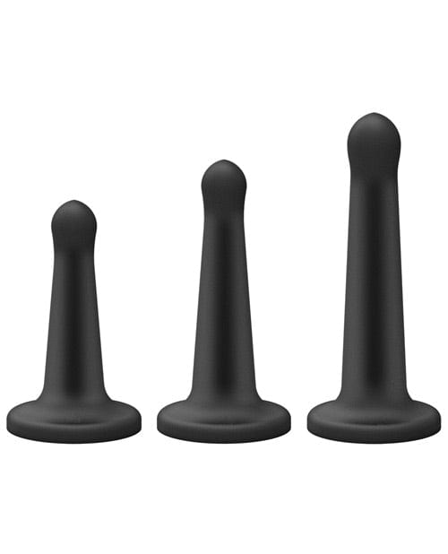 Vac-U-Lock Silicone Pegging Set - Black Dongs & Dildos