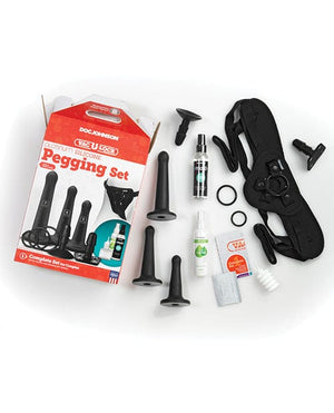 Vac-U-Lock Silicone Pegging Set - Black Dongs & Dildos