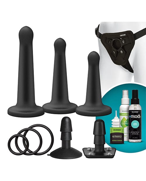 Vac-U-Lock Silicone Pegging Set - Black Dongs & Dildos