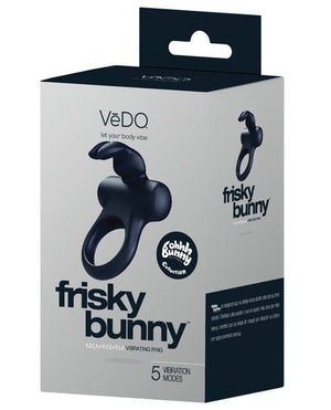 Vedo Frisky Bunny Rechargeable Vibrating Ring Black Pearl Stimulators