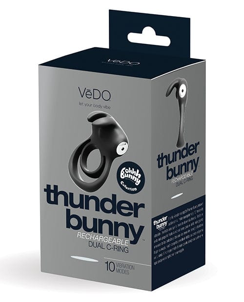 Vedo Thunder Rechargeable Dual Ring Just Black Penis Enhancement