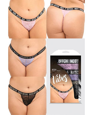 Vibes Bitch 3 Pack Lace Panty Assorted Colors QN Lingerie - Plus/queen - Packaged