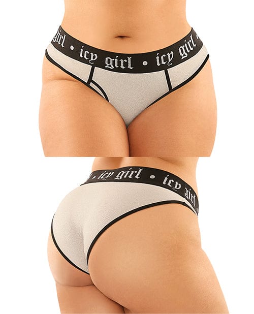 Vibes Buddy Pack Icy Girl Metallic Boy Brief & Lace Thong Black QN Lingerie - Plus/queen - Packaged