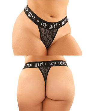 Vibes Buddy Pack Icy Girl Metallic Boy Brief & Lace Thong Black QN Lingerie - Plus/queen - Packaged
