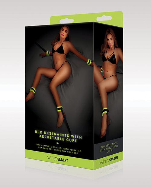 Whip Smart Glow In The Dark Bed Restraints W/adjustable Green Bondage Blindfolds & Restraints