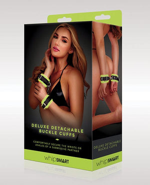 Whip Smart Glow In The Dark Deluxe Detachable Buckle Cuffs Green Bondage Blindfolds & Restraints