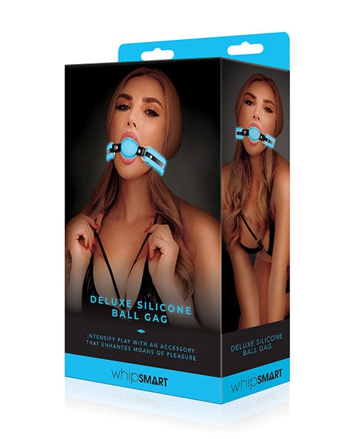 Whip Smart Glow In The Dark Deluxe Silicone Ball Gag Blue Bondage Blindfolds & Restraints