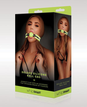 Whip Smart Glow In The Dark Deluxe Silicone Ball Gag Green Bondage Blindfolds & Restraints