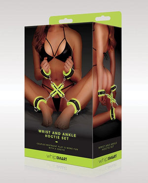 Whip Smart Glow In The Dark Wrist & Ankle Hogtie Set Green Bondage Blindfolds & Restraints