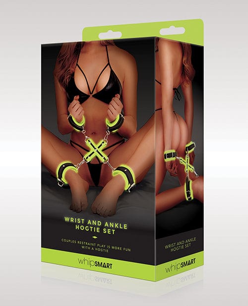 Whip Smart Glow In The Dark Wrist & Ankle Hogtie Set Green Bondage Blindfolds & Restraints