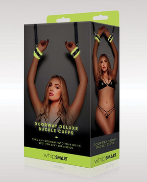 WhipSmart Glow in the Dark Deluxe Buckle Cuffs - Green Bondage Blindfolds & Restraints