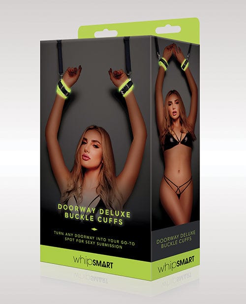 WhipSmart Glow in the Dark Deluxe Buckle Cuffs - Green Bondage Blindfolds & Restraints