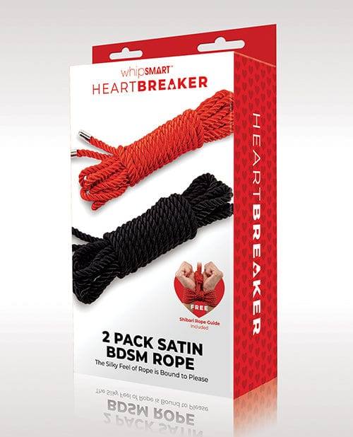 WhipSmart Heartbreaker Satin BDSM Rope - Black/Red Set of 2 Bondage Blindfolds & Restraints