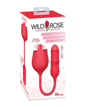 Wild Rose Licking & Thrusting Vibrator - Red Stimulators