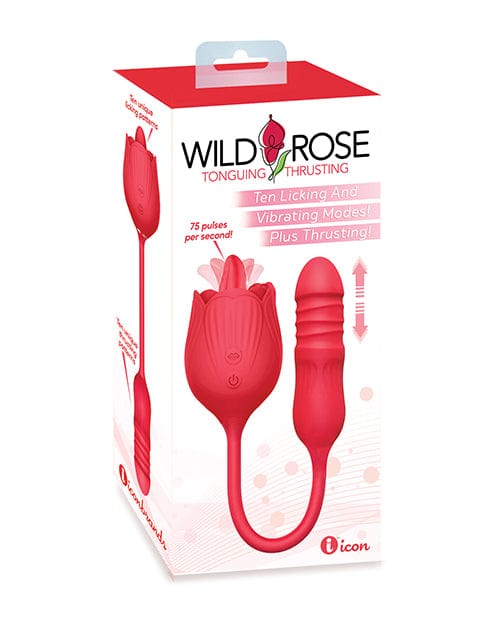 Wild Rose Licking & Thrusting Vibrator - Red Stimulators