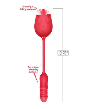 Wild Rose Licking & Thrusting Vibrator - Red Stimulators