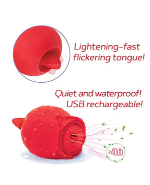 Wild Rose & Tongue Vibrator - Red Stimulators