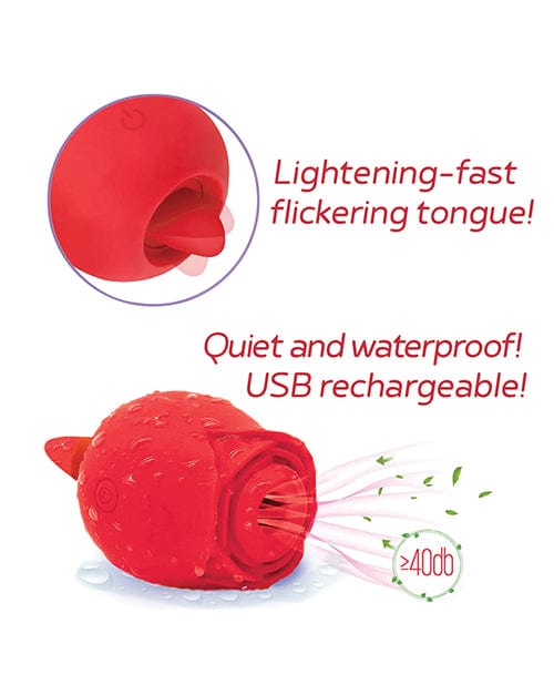 Wild Rose & Tongue Vibrator - Red Stimulators