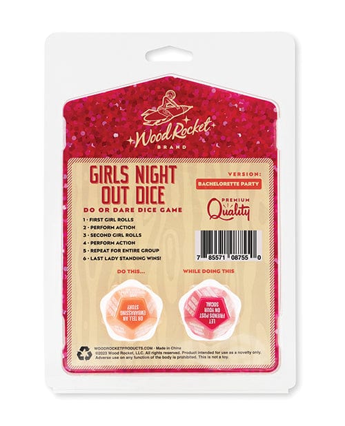 Wood Rocket Girls Night Out Do or Dare Dice Game - Red Games For Parties