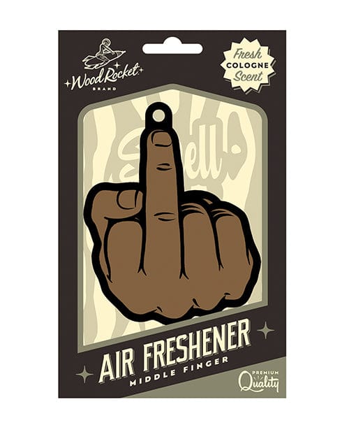 Wood Rocket LLC Novelties Wood Rocket Middle Finger Brown Air Freshener - Cologne