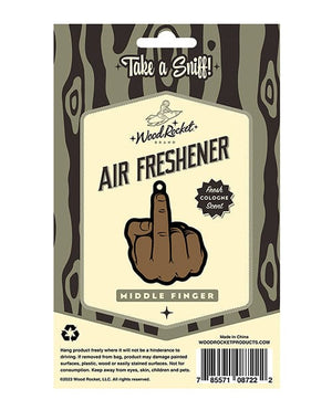 Wood Rocket LLC Novelties Wood Rocket Middle Finger Brown Air Freshener - Cologne