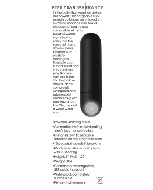 Zero Tolerance All Powerful Rechargeable Bullet Stimulators