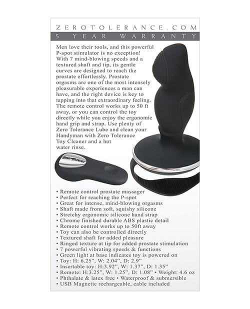 Zero Tolerance Handyman - Black Anal Products