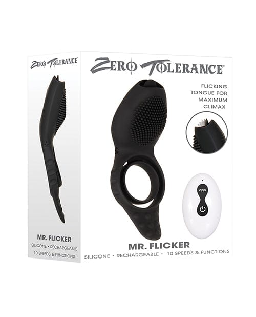 Zero Tolerance Mr. Flicker Vibrating Cock Ring - Black Penis Enhancement