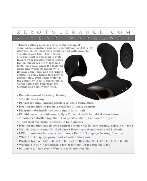 Zero Tolerance Strapped & Tapped Rechargeable Prostate Vibrator - Black Anal Products