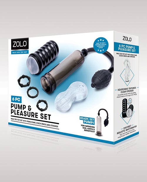 ZOLO 6 pc Pump & Pleasure Set - Black Penis Enhancement